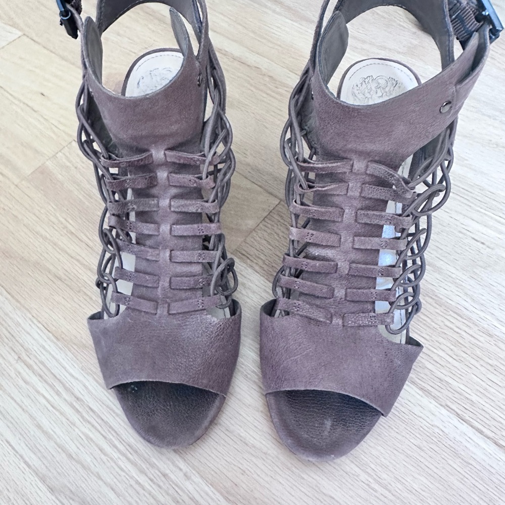 Vince Camuto Brown Sandals with Cage Design